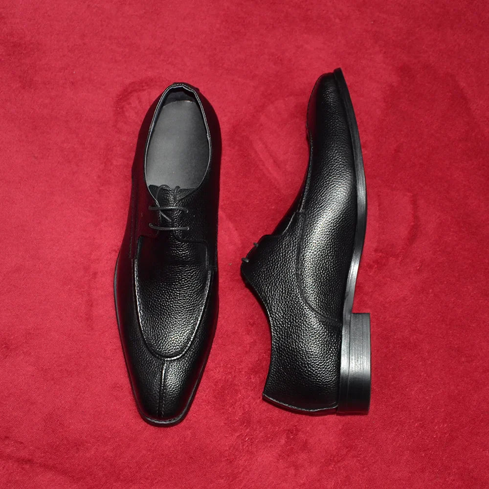 Italian Classy Men's Wedding Dress Shoes Black Genuine Cow Leather Lace-up Office Business Elegant Social Derby Formal Shoes Man