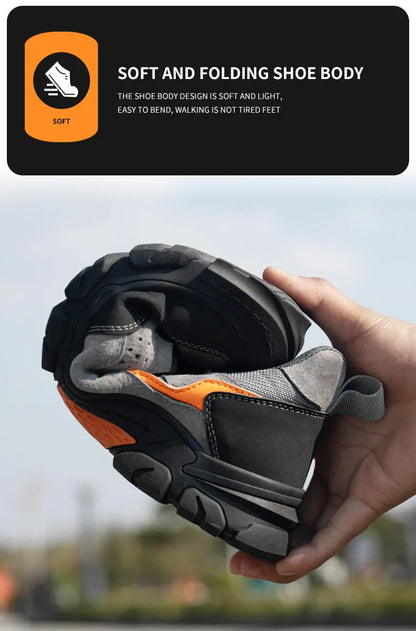 Men Safety Shoes Steel Toe Security Protection Work Boots Fashion Working Sneakers Anti-Smash Anti-puncture Indestructible Shoes