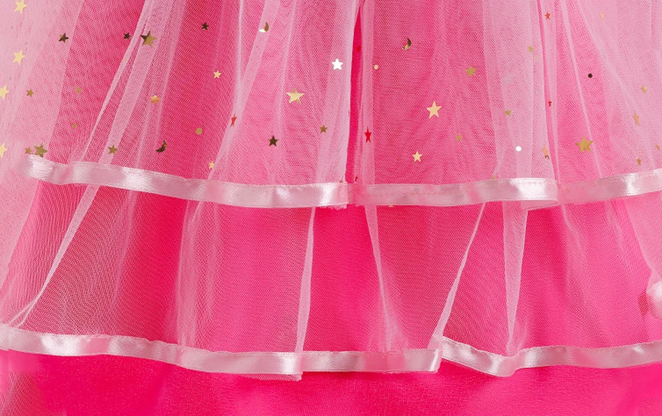 Princess Girls Rosy Movie Tutu Dress for Girl Letter B Birthday Party New Year Christmas Costumes Margot Ken Robbie