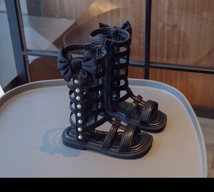 Gladiator Children's Shoes 2026 New Summer Platform Sandals for Girls Princess High-top Side Zipper Roman Sandals Child I03195