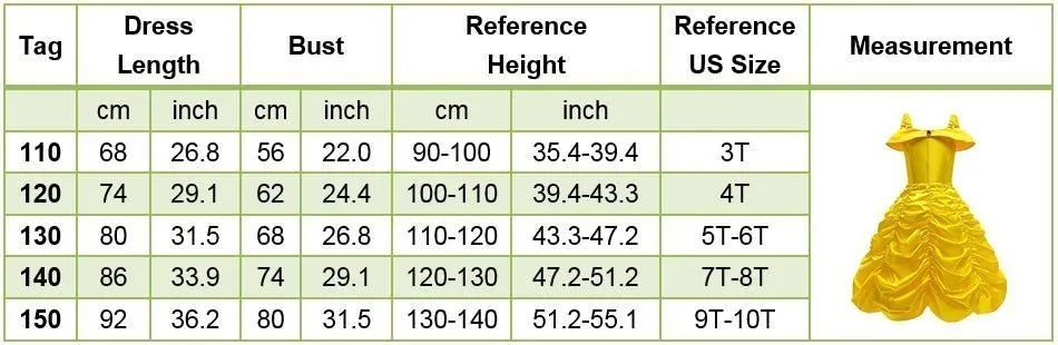 Girl Princess Dress Beauty And Beast Cosplay Costume Belle Praty Yellow Luxury Wedding Ball Gown Kid Carvinal Fancy Clothes