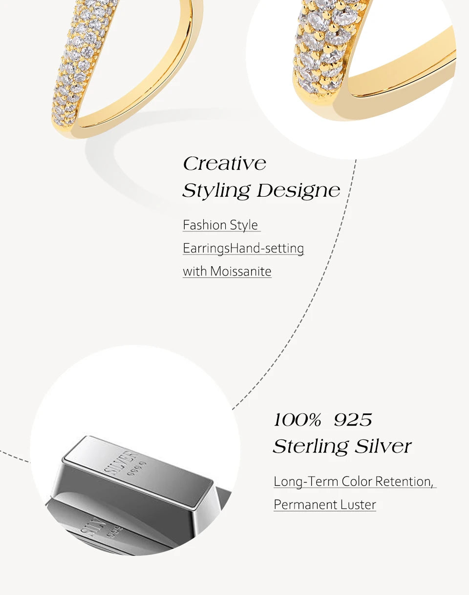 Fashion S925 Sterling Silver Engagement Classic Moissanite Diamond Ring for Women Men Real Jewelry With Certificate