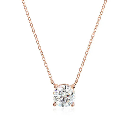 1-5CT Rose Gold Color Moissanite Necklace for Women D Color Sparkling Classic Lab Diamon Pendant Sterling Silver 925 100%
