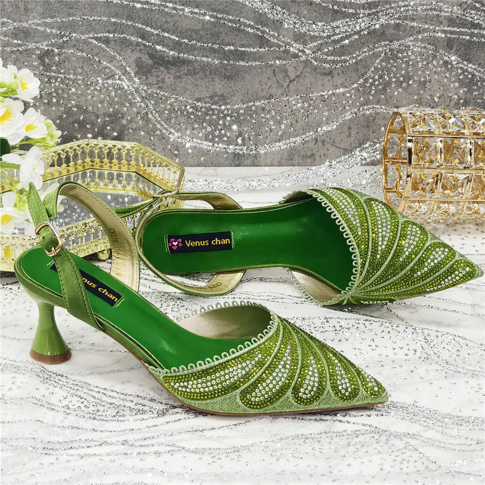 High Quality African Wedding Shoes Summer Sandals for Wedding 2025 Sexy Pumps Rhinestone Fashion Women Wedding Shoes