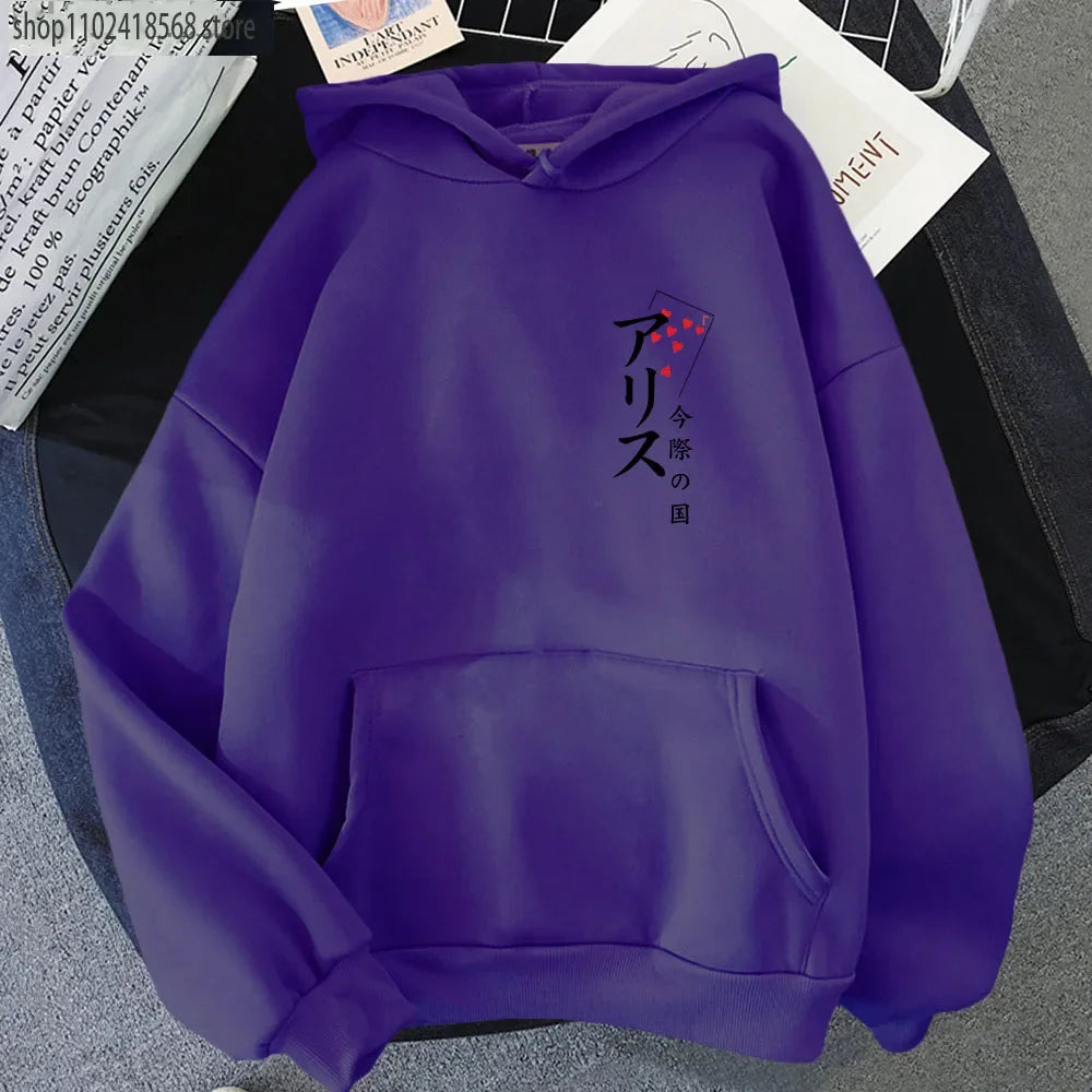 Arisu Seven of Heart Hoodie Anime Alice In Borderland Sweatshirt Spring/Autumn Winter Clothes Harajuku Pullover Men Graphic Tops