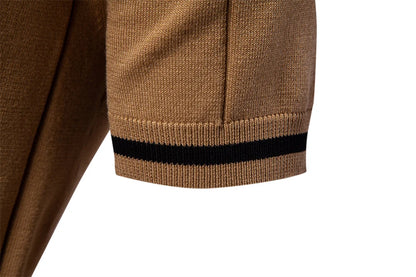 Men's Solid Color Sport Zipper Polo Shirt Athletic Social Polo Shirts for Men Office Slim Fit Polo