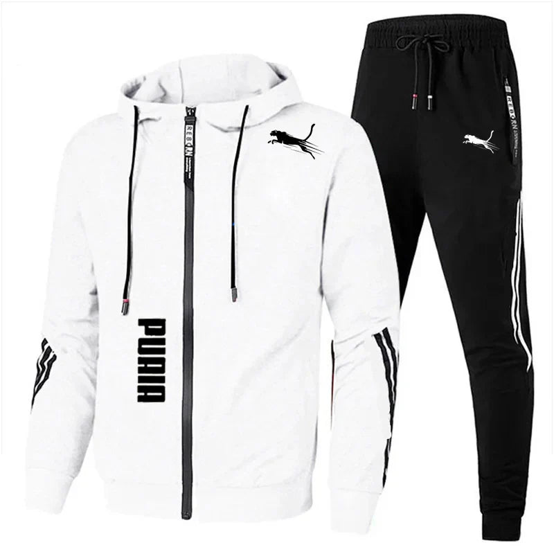 Men's Spring Autumn Tracksuit Set Long Sleeve Hoodie And Joggers 2-Piece Fitness Running Sportswear Casual Clothing