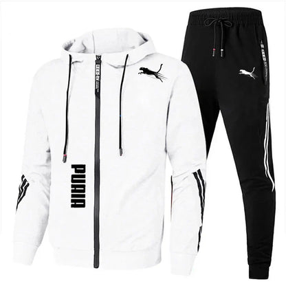 Men's Spring Autumn Tracksuit Set Long Sleeve Hoodie And Joggers 2-Piece Fitness Running Sportswear Casual Clothing