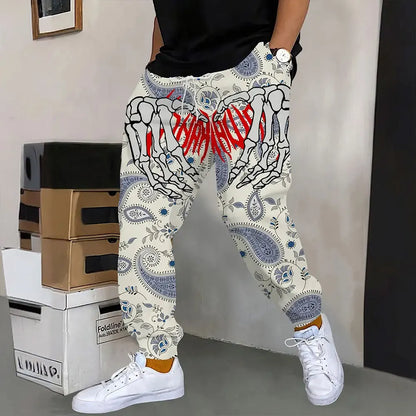 Men's Sweatpants Retro 3D Square Printed Sweatpants Men's Loose Pocket Drawstring Sweatpants Winter Thick Warm Sweatpants