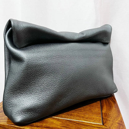 Leather Cowhide Handbag High Quality Leather Women's Foldable Designer Handbag Simple Magnet Handle Bags