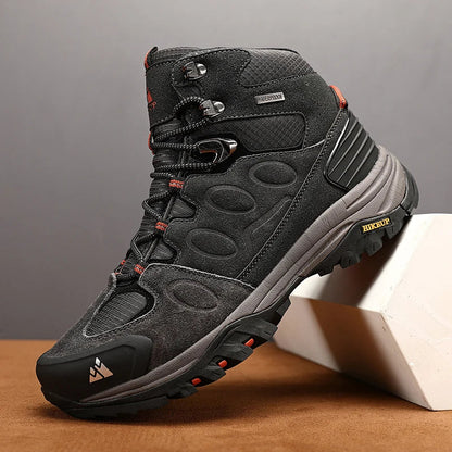 High-Top Men Hiking Boot Winter Outdoor Shoes Lace-Up Non-slip Sports Casual Trekking Boots Man Suede Warm Shoes
