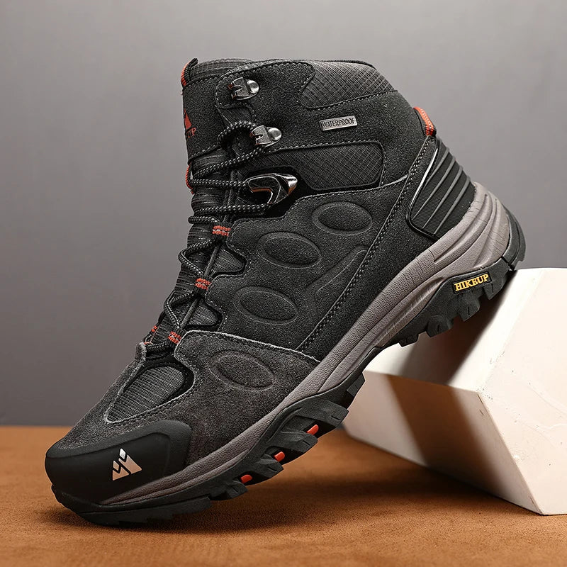 High-Top Men Hiking Boot Winter Outdoor Shoes Lace-Up Non-slip Sports Casual Trekking Boots Man Suede Warm Shoes