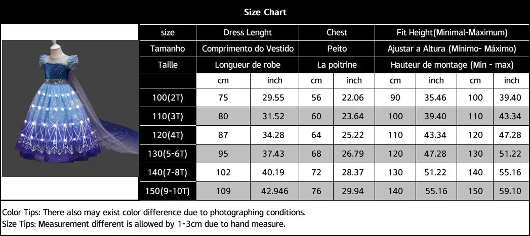 Frozen Snow Queen Elsa Anna Girls Cosplay Mesh Princess Dress Kids Halloween Carnival Party Birthday Frock Ball Vestidos