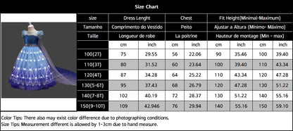 Frozen Snow Queen Elsa Anna Girls Cosplay Mesh Princess Dress Kids Halloween Carnival Party Birthday Frock Ball Vestidos