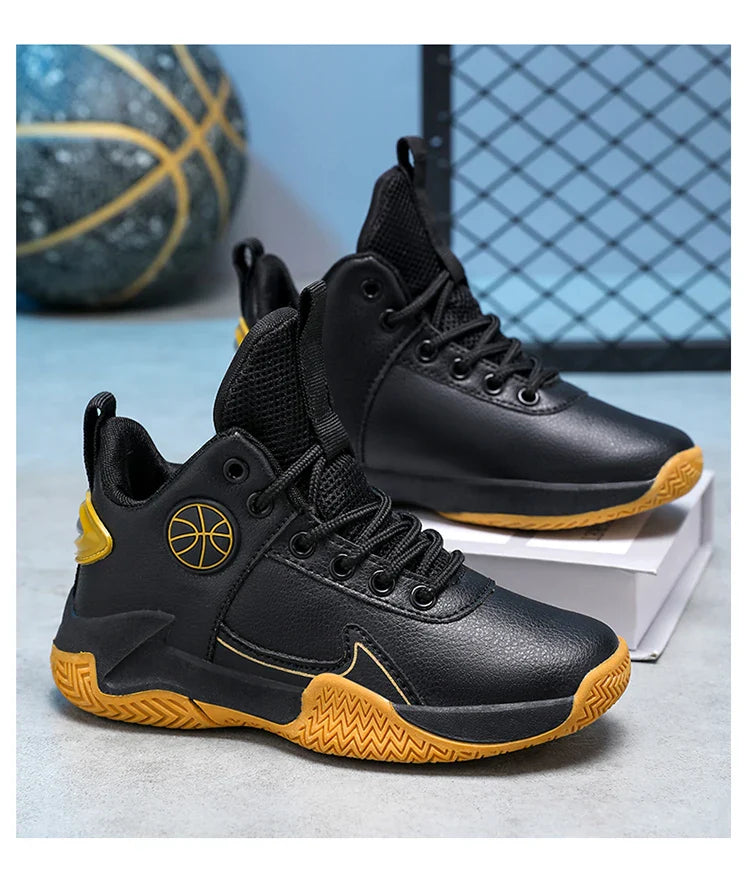 New Children's Casual Sneakers Fashion Black Kids Shoes Basketball Leather Sneakers For Boy Sports Tenis Size 31-40