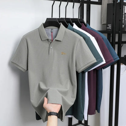 100% pure cotton luxury brand short sleeve men's polo shirt summer fashion letter embroidery design golf top breathable T-shirt