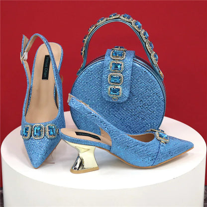 Ladies High Quality Women's Pumps And Bag Italian Fashion Design Dark Green Color Bag For Nigeria Wedding Party