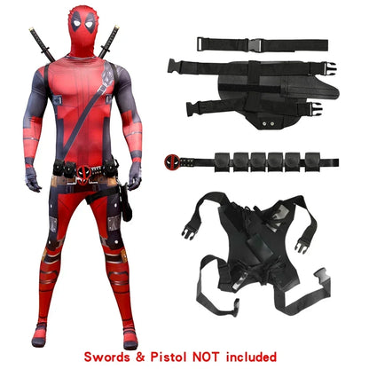 Deadpool Child Costume Halloween Costumes Kids Men Adult Superhero Bodysuit Jumpsuit Children Cosplay Costume Swords Accessories