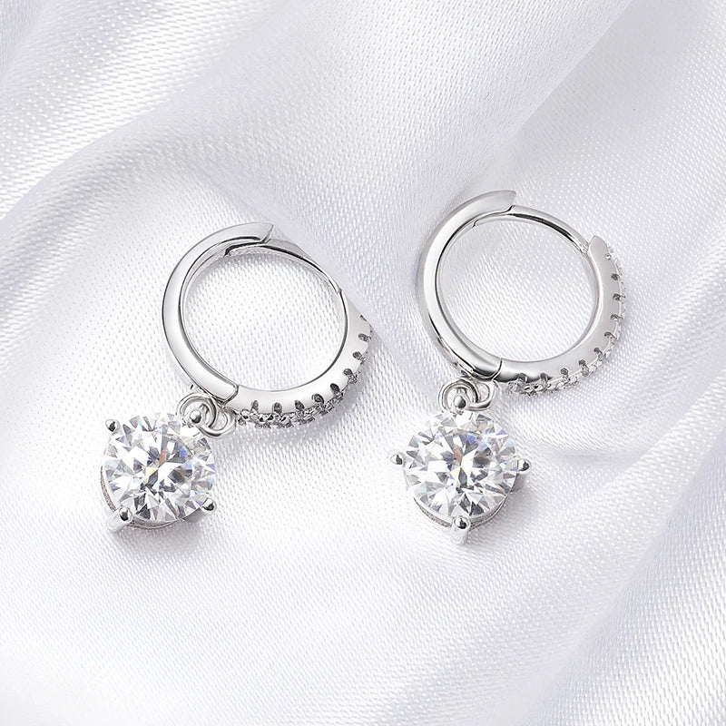 0.5CT 1CT D Color Zircon/moissanite Drop Earrings for Women Sparkling Lab Diamond Sterling Silver 925 Wedding Jewelry