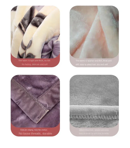 Double layers Raschel Mink Blankets Spring Winter Soft Warm Faux Fur Throw Blankets Heavy Fluffy Weighted Blankets