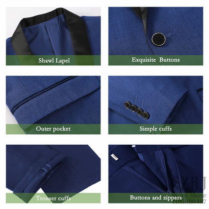 Men'S 4pcs Tuxedo Suit: Jacket, Vest, Dress Pants &Pocket Square