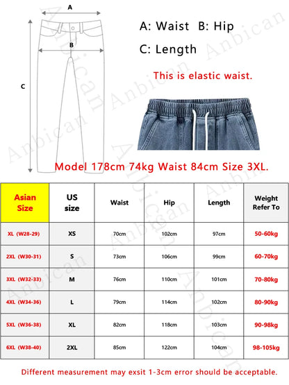 Spring Summer Men's Jogger Jeans Slight Stretch Denim Cargo Pants Black Blue Streetwear Baggy Jeans Trousers
