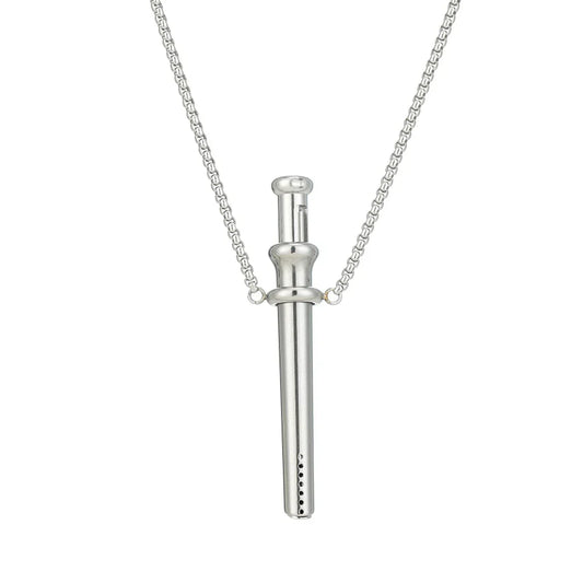 1pc Stress Anxiety Relief Necklace 56mm Length Stainless Steel Meditation Necklace Quit Smoking Anxiety Relief Necklace