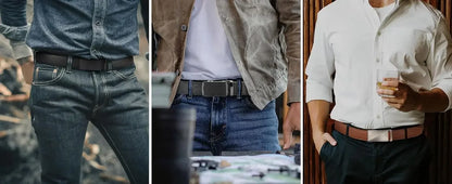 Leather belt men High Quality PU Leather Belts, Automatic Buckle Belt, Adjustable No Hole Belt Jeans Belt for Men