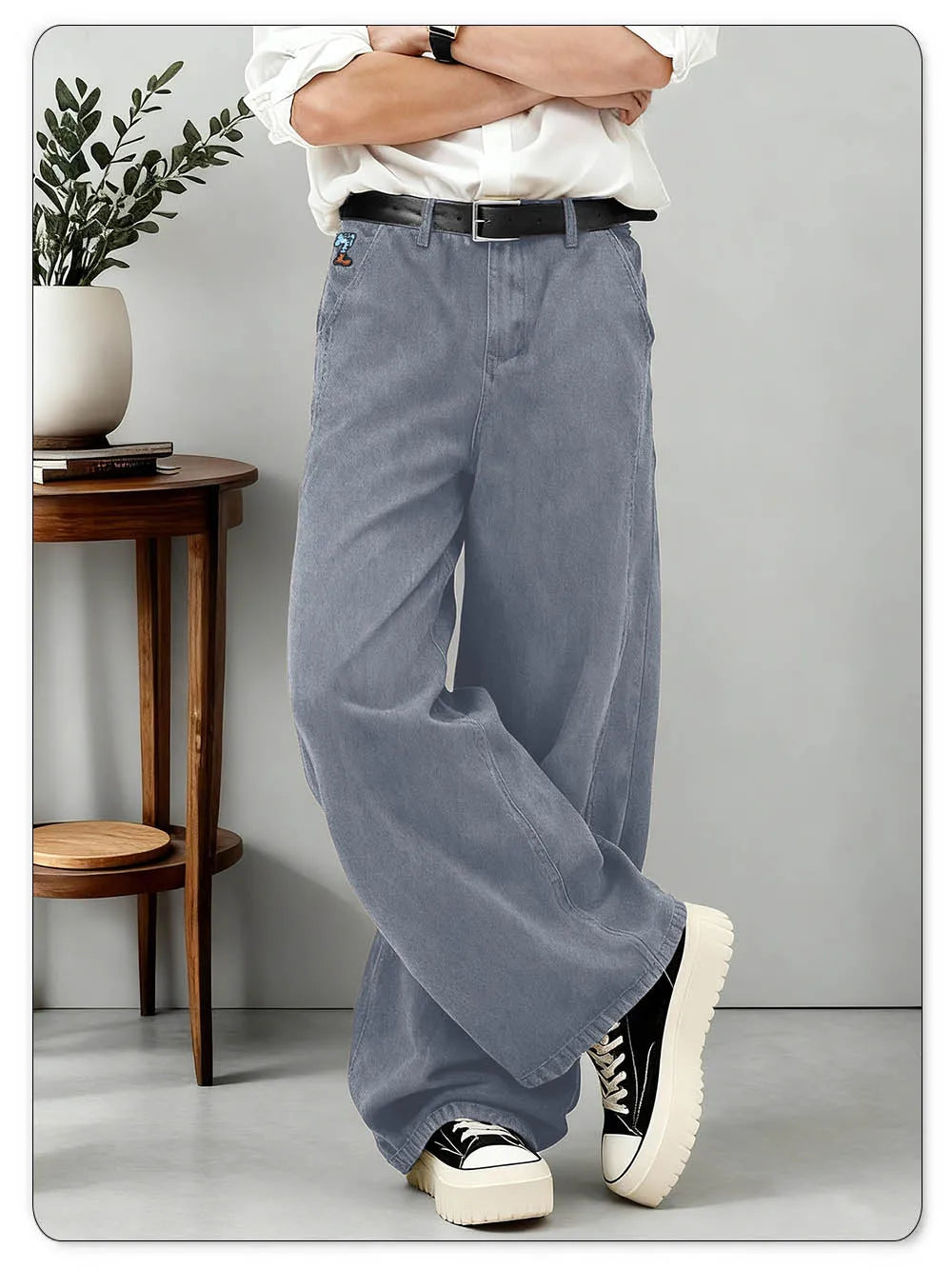 American Men's Retro Brown Ultra Baggy Wide Leg Jeans Street Casual Embroidery Oversized Men's Clothes Unisex Denim Pants