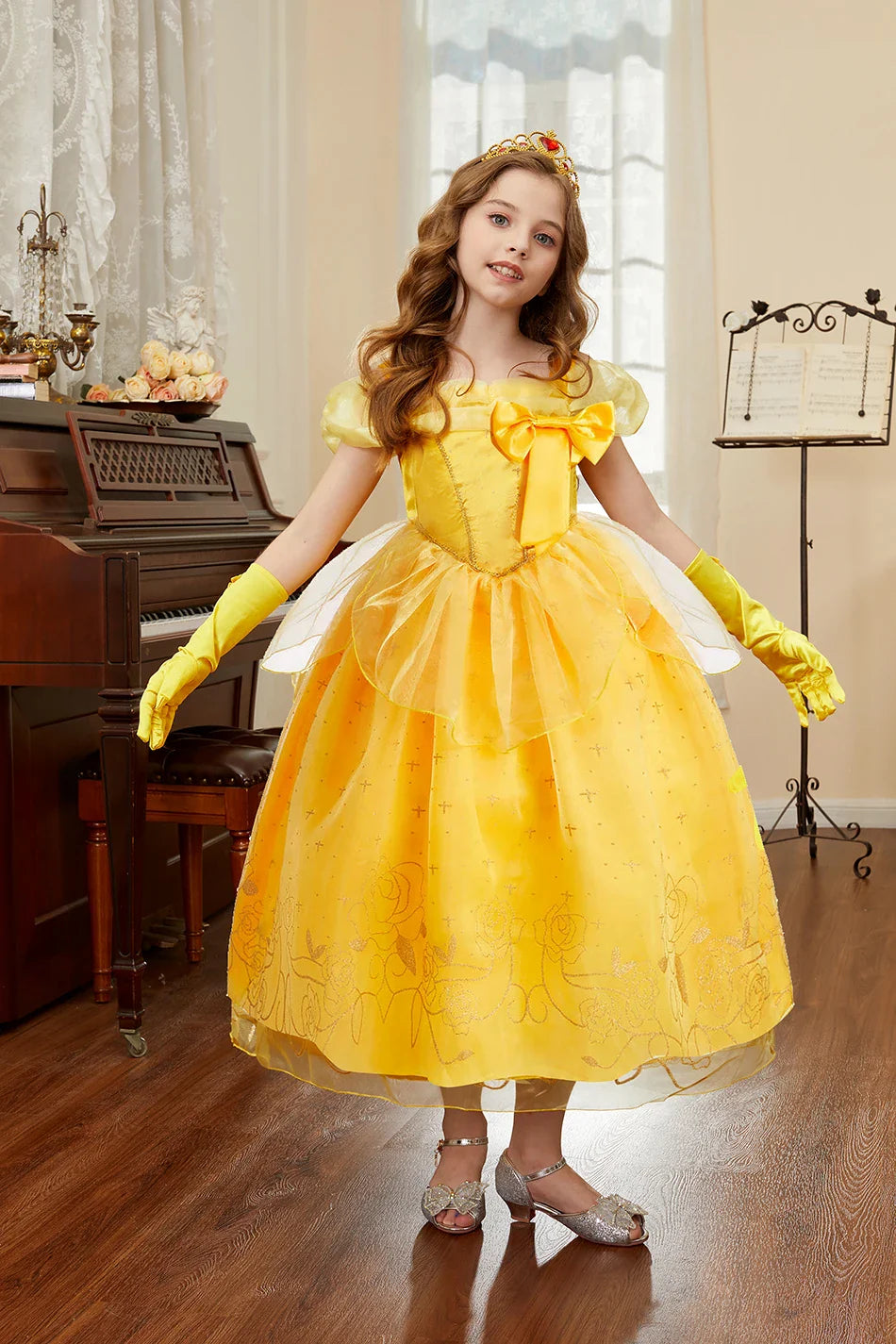 Girls Beauty and Beast Bell Costume Kids Summer Carnival 3 4 5 6 7 8 9 10 Years Dress Kids Princess Performance Cosplay Dresses