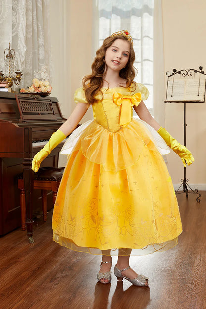 Girls Beauty and Beast Bell Costume Kids Summer Carnival 3 4 5 6 7 8 9 10 Years Dress Kids Princess Performance Cosplay Dresses