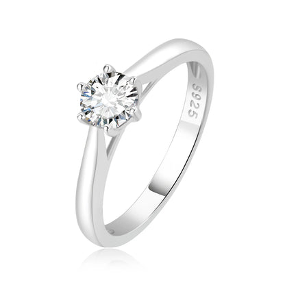 Moissanite D Color 0.5ct 1ct 2ct Round Cut S925 Sterling Silver Solitaire Wedding Engagement Ring for Women