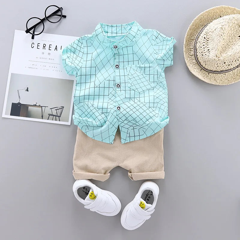 2024 Summer Casual Clothes Fashion Baby Boy's Suit Set Top Shorts 2PCS Baby Clothing Set For Boys Infant Suits Kids Clothes