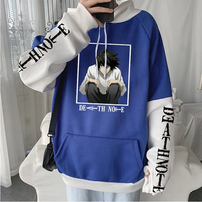 Anime Death Note L Lawliet Kawaii Cartoon Printed Hoodies Horror Manga Streetwear Long Sleeve Harajuku Men Winter Sweatshirts