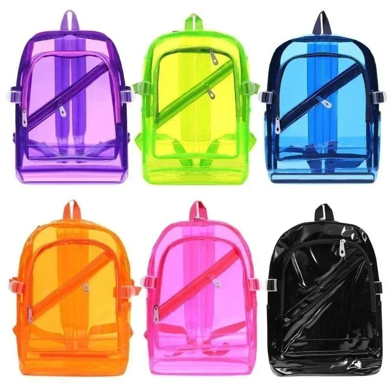 Fashion Transparent Backpack Waterproof PVC Clear Plastic Daily Mini Teenager Girls Notebook School Bag