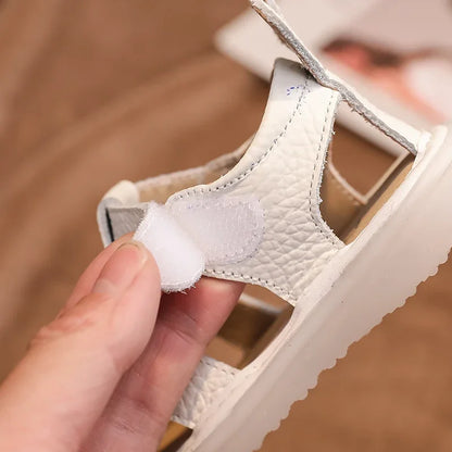 Summer Children Shoes Baby Girls Boys Genuine Leather Sandals Soft Sole Anti Slip Toddler Shoes Cartoon Kids Brach Sandals