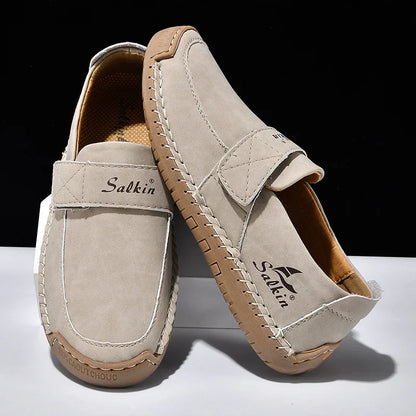 Handmade Men's Slip On Loafers Soft Leather Shoes Lightweight Breathable Driving Shoes Non Slip Daily Casual Outdoor Sneakers
