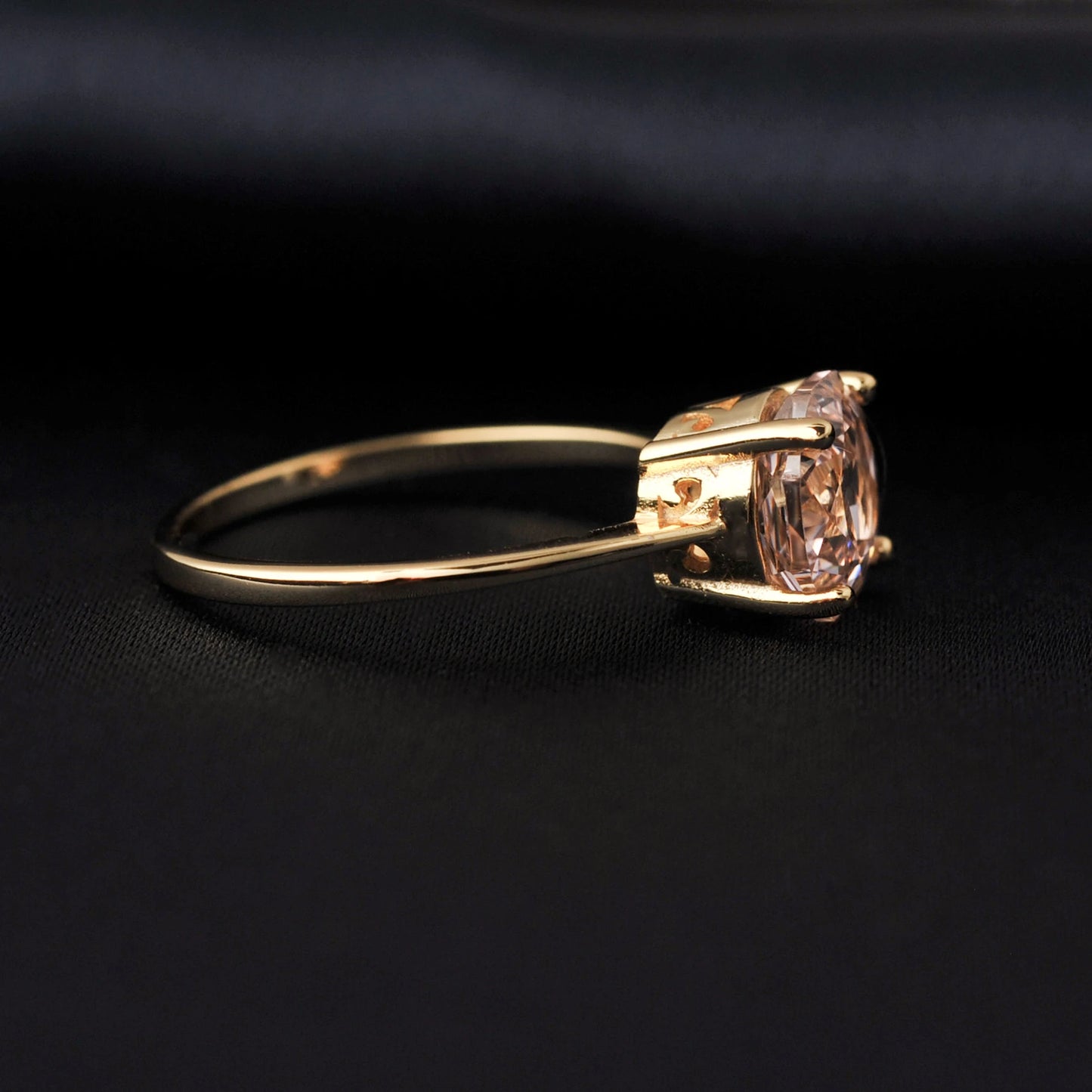 1.5ct 5A Octagon Rose Cut Cubic Zirconia Morganite Pink Solitaire Ring 18K Yellow Gold Plating 925 Sterling Silver