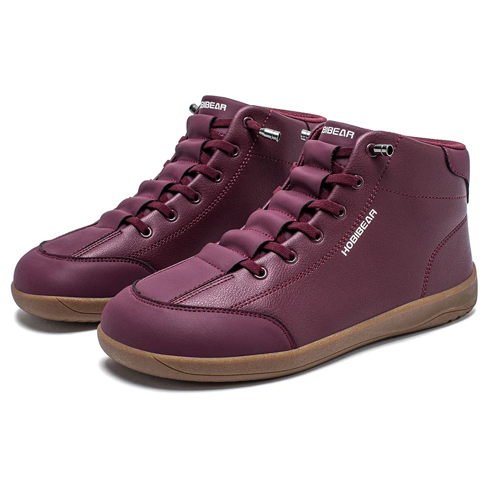 Mid-Top Barefoot Shoes Unisex Wide Toe Minimalist Ankle Boots Artificial Leather Outdoor Non-Slip Sneaker