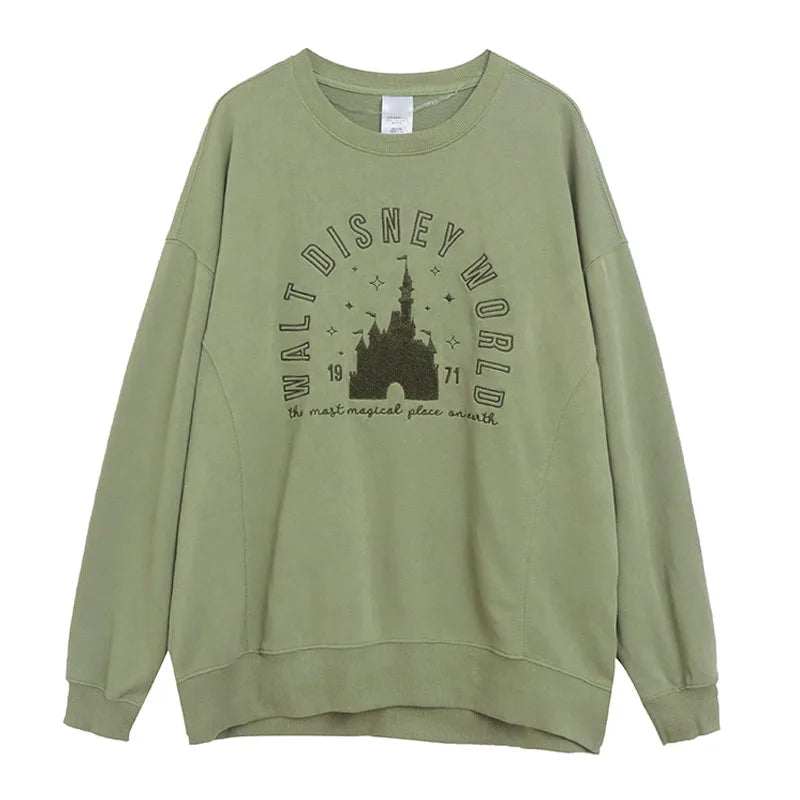 Embroidery Sweatshirt Women O Neck Pullover Tops Female Casual Loose Jumper Oversized Unisex Couple