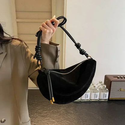 Faux Suede Super Popular Niche Suede Shoulder Bag for Women 2026 Hot Sale Single Crossbody Bags Underarm Dumpling Sweet Bags