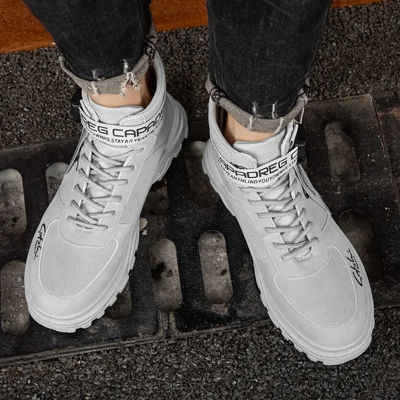 Cloth Men Boots High Top Ankle Boots British Style Men Casual Shoes Outdoor Breathable Walking Sneakers Comfortable Work Boots