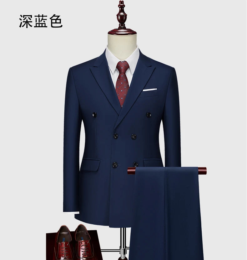 Men's Slim Fit 2 Piece Suit Elegant Business Wedding Party Blazer Jacket PantsElevate Your Look
