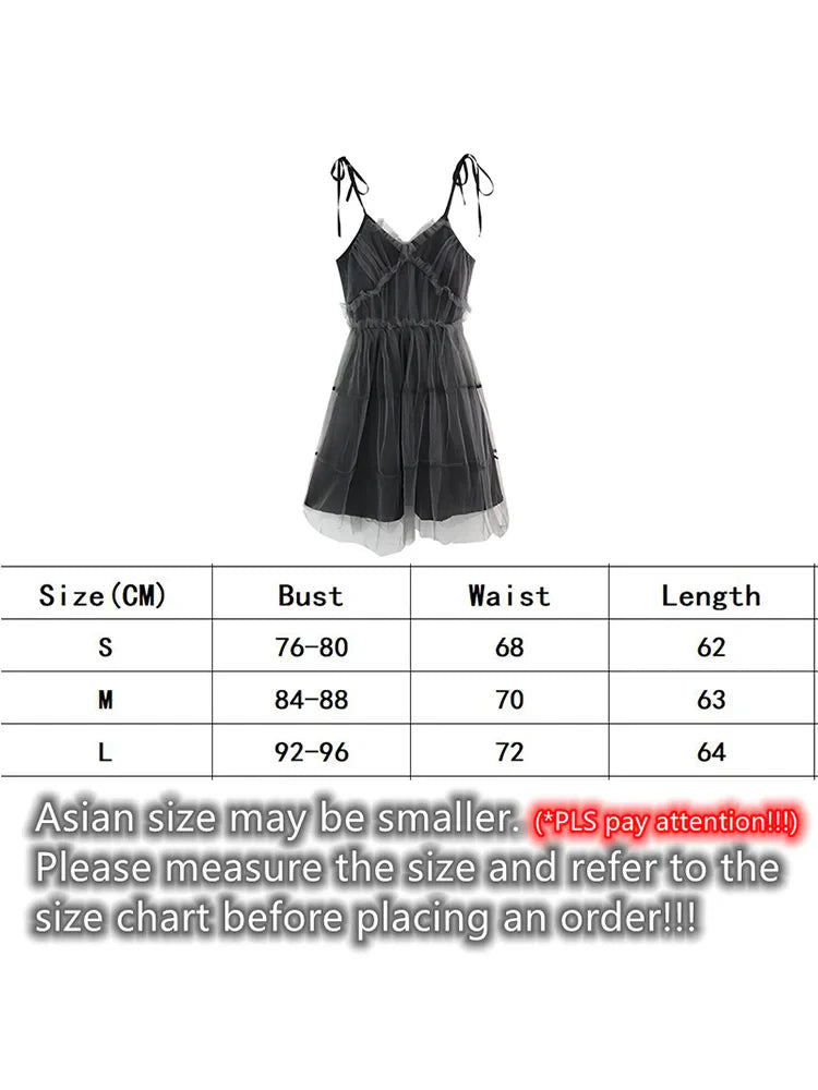 Dark Gothic Elegant Dress Women Emo Alt Vintage Mesh Patchwork Lace Up High Waist Dress Y2k Harajuku Mall Goth Partywear