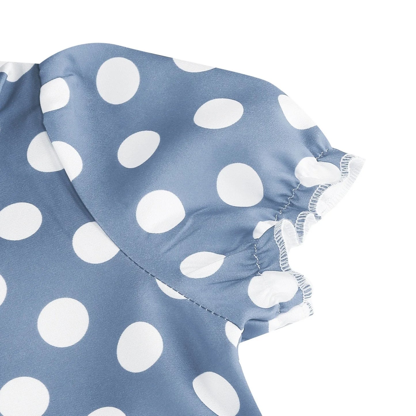 New Fashion Kids Dress For Girls Polka Dot Short-sleeved Children Dress With Baby Collar Daily Girls Casual Costume