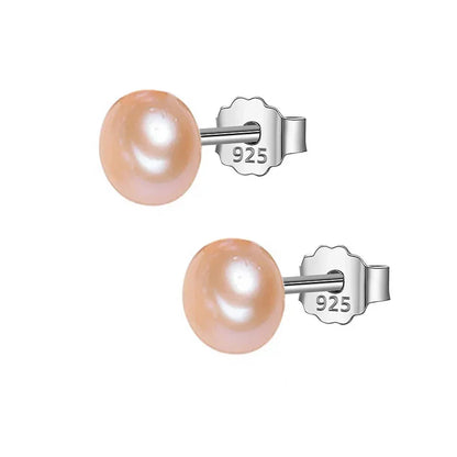 Authentic 925 Sterling Silver Sweet Irregular Pearl Stud Earrings For Women Wedding Party FIne Jewelry DA1224