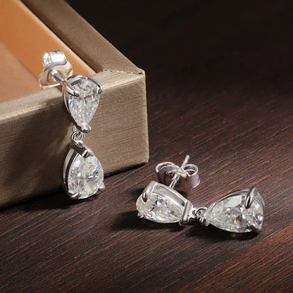 D VVS1 Pear Moissanite Drop Earrings for Women GRA Certified Diamond Solid s925 Silver Plated 18k Gold Wedding Earring