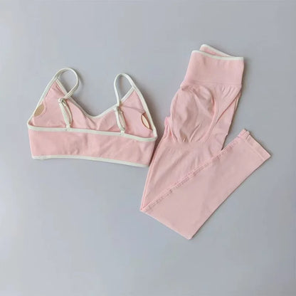 Seamless 2PCS Legging Sets Women's Strappy Sports Bras and Leggings High Waist Fitness Sculpt Leggings Running Pants Gym Suits