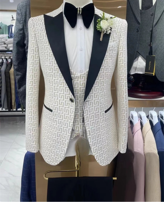Men Suit Set For Wedding Groom Suit Business 3 Piece Set For Men 2026 Popular Printed Jacket Dress Blazers Coat Trousers Suit