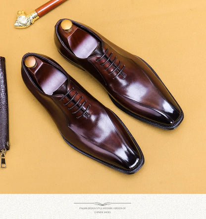 Italian Luxury High Quality Elegant Male Natural Genuine Leather Social Shoes Office Career Business Formal Solid Oxfords Shoes